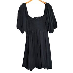 J. Crew Black Smocked Mini Dress